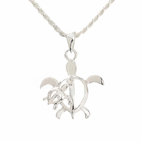 Sterling Silver Double Honu (Hawaiian Turtle) Pendant (Chain Sold Separately)