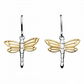 Sterling Silver Dragonfly Gold Plate Drop Earrings 6492GD