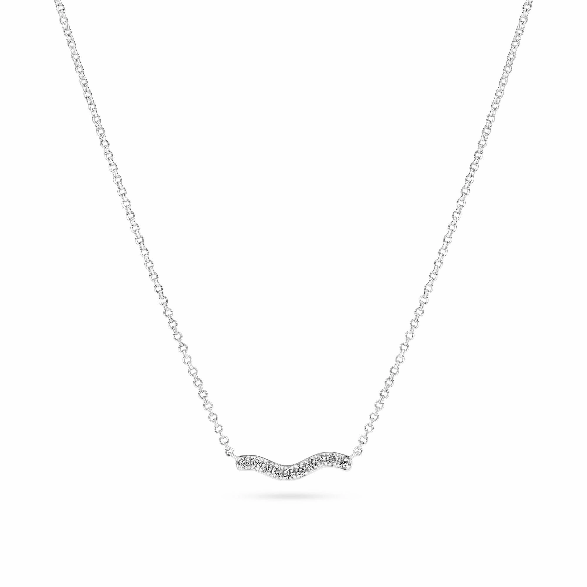 Sterling Silver Ellera Waves Necklace SJ-N3859-CZ