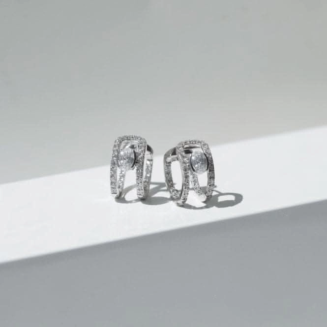 Sterling Silver Ellisse Carezza Creolo Earrings SJ-E2352-CZ