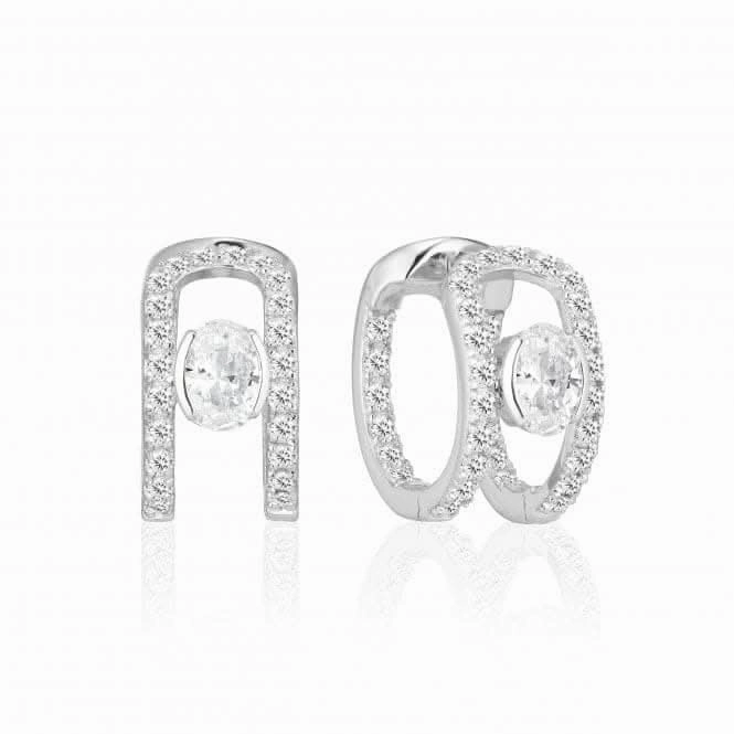 Sterling Silver Ellisse Carezza Creolo Earrings SJ-E2352-CZ