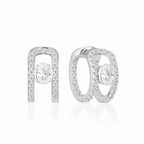 Sterling Silver Ellisse Carezza Creolo Earrings SJ-E2352-CZ