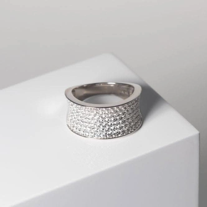 Sterling Silver Felline Concavo Ring SJ-R2393-CZ
