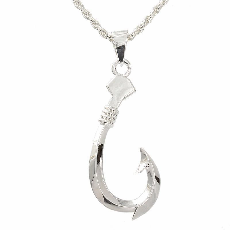 Sterling Silver Fish Hook Pendant (M/L) (Chain Sold Separately)