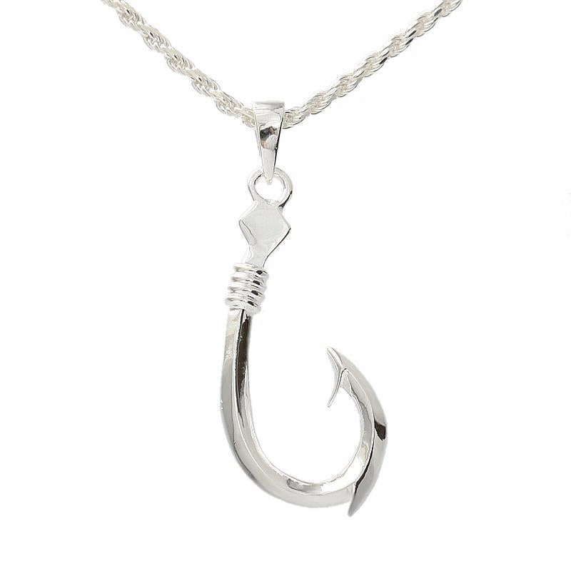 Sterling Silver Fish Hook Pendant (M/L) (Chain Sold Separately)
