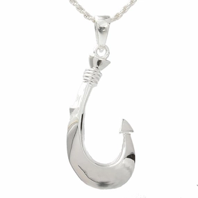 Sterling Silver Fish Hook Pendant (XXL) (Chain Sold Separately)