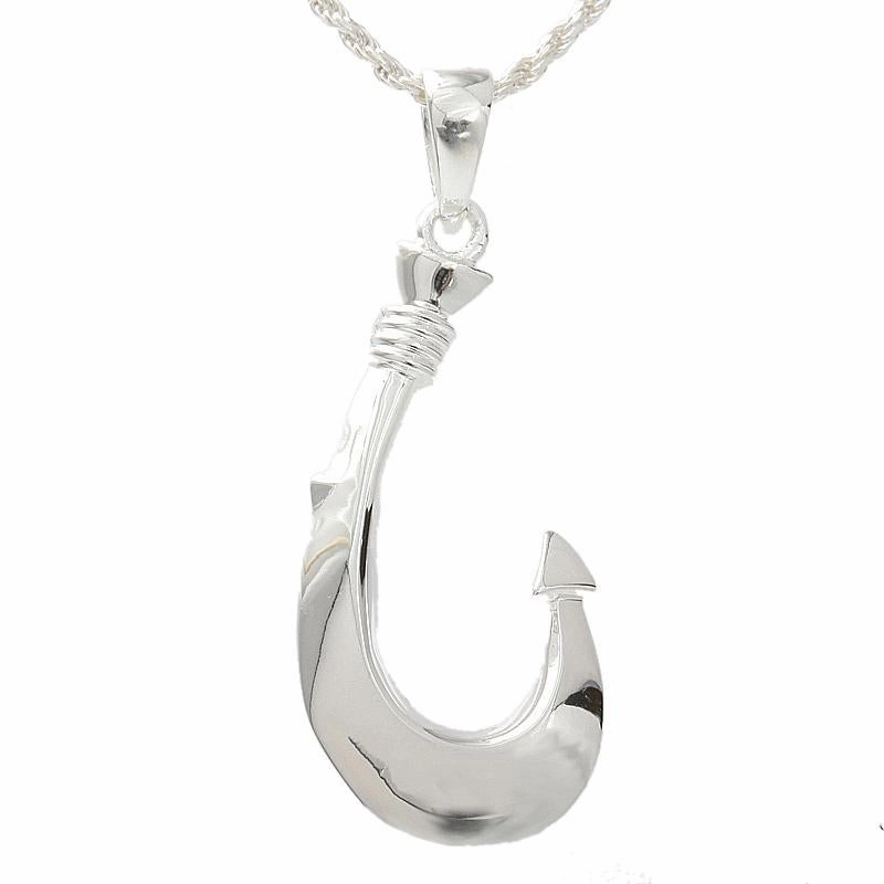 Sterling Silver Fish Hook Pendant (XXL) (Chain Sold Separately)