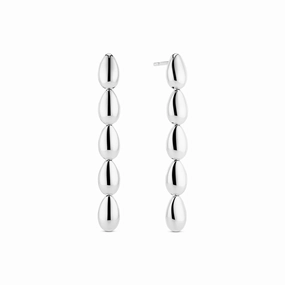 Sterling Silver Goccia Cinque Pianura Earrings SJ-E2593