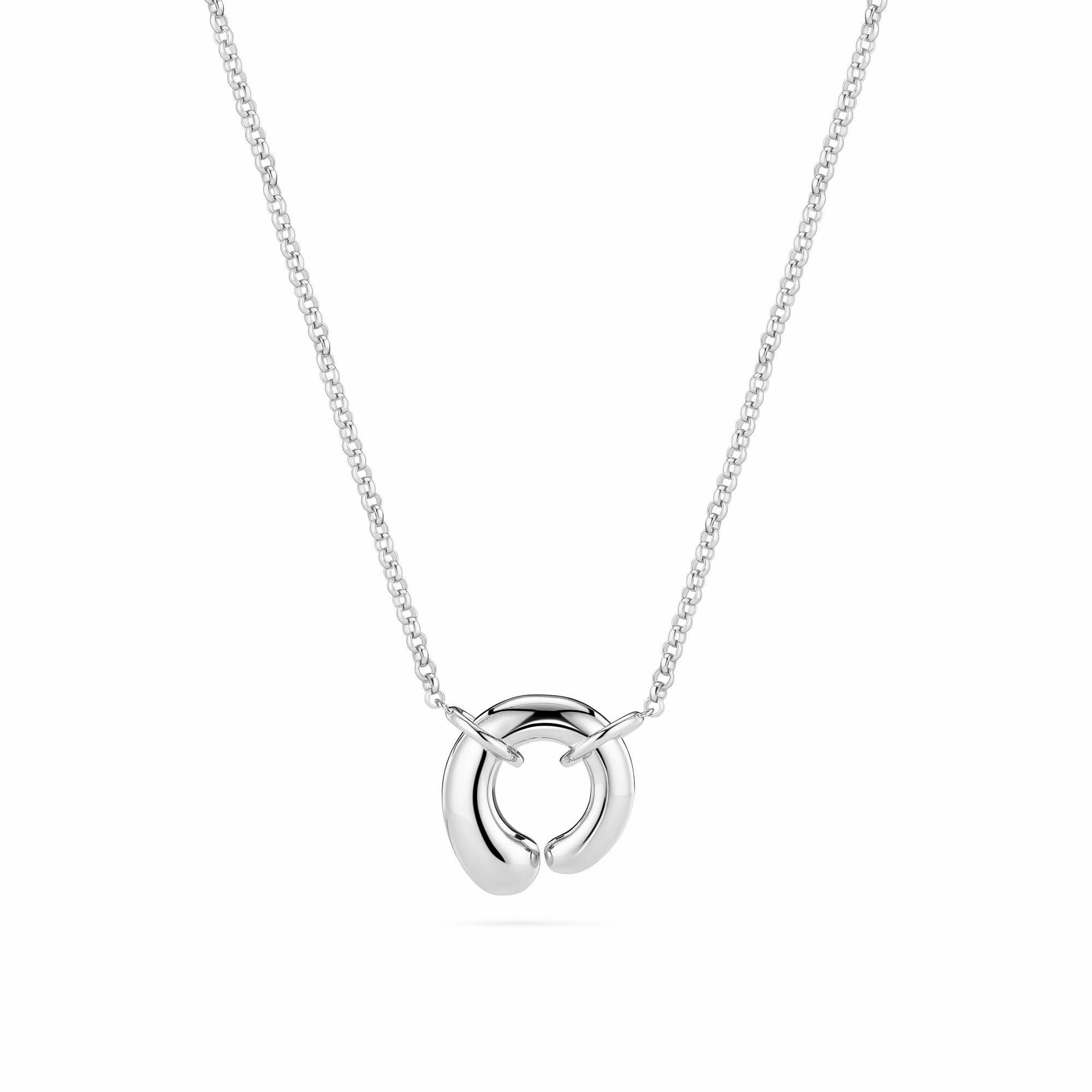 Sterling Silver Goccia Circolo Pianura Necklace SJ-N2586