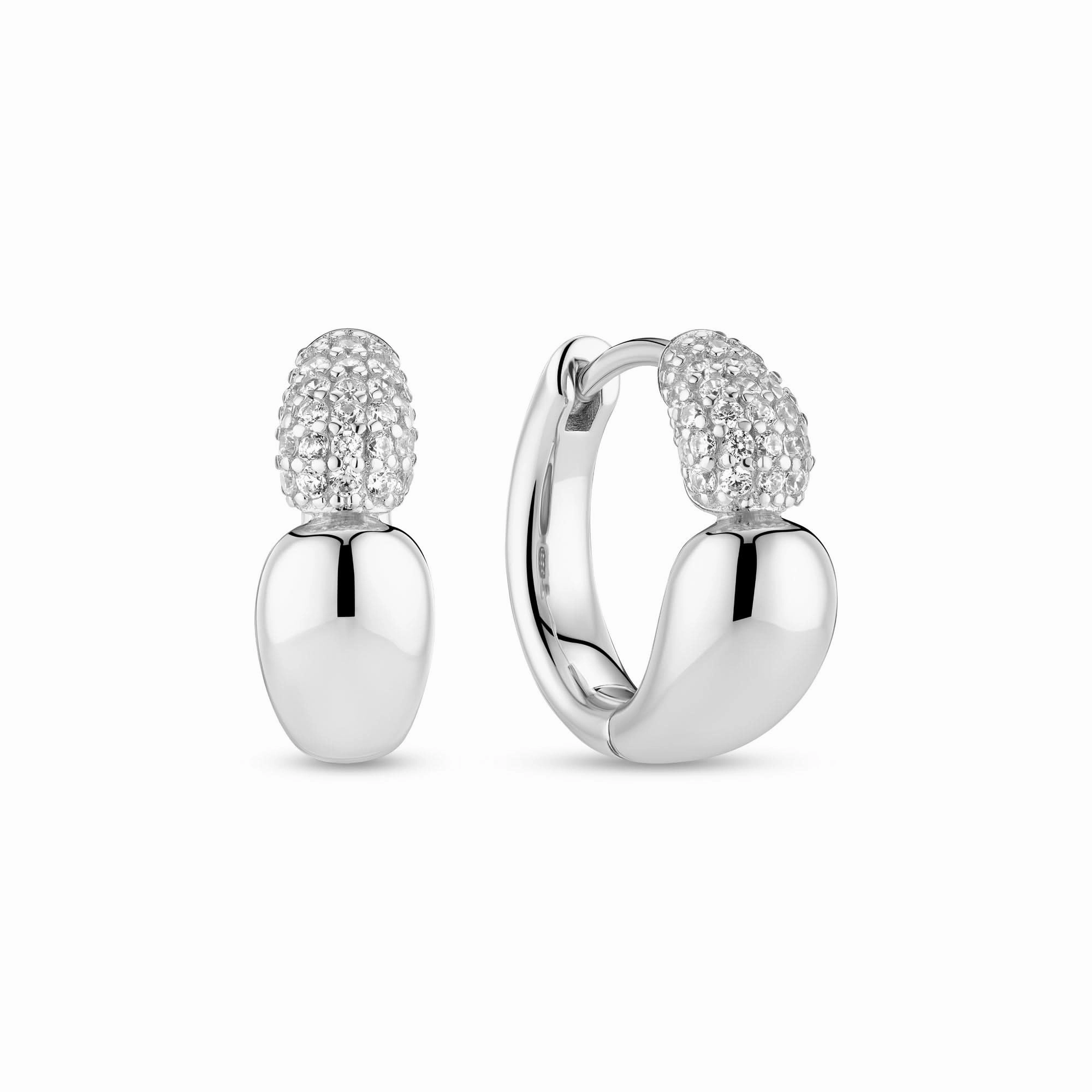 Sterling Silver Goccia Creolo Piccolo Earrings SJ-E2582-CZ