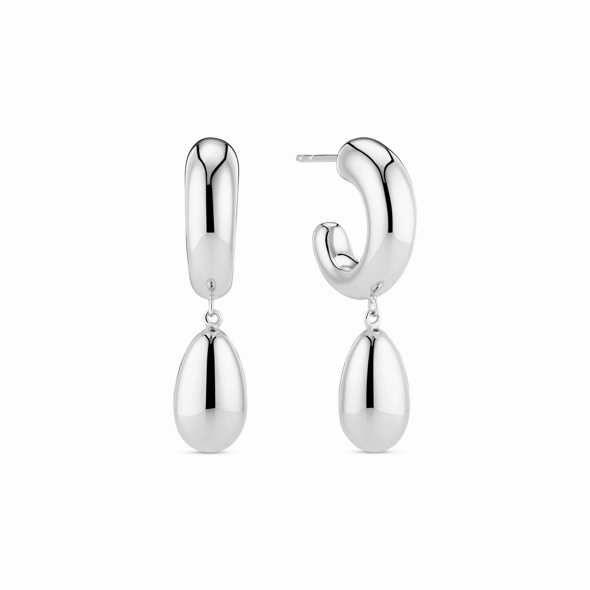 Sterling Silver Goccia Pendolo Pianura Earrings SJ-E2587