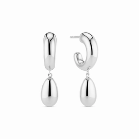 Sterling Silver Goccia Pendolo Pianura Earrings SJ-E2587