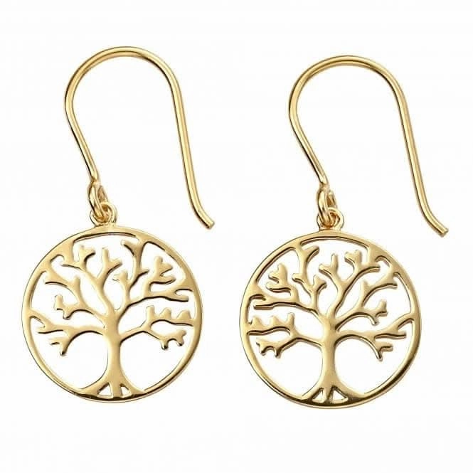 Sterling Silver Gold Plated Tree Of Life Earrings E5854