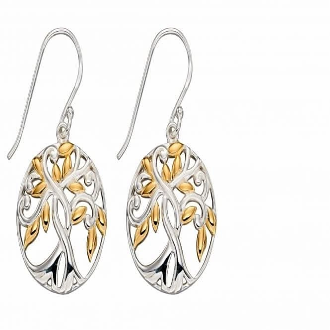 Sterling Silver Gold Tree Of Life Earrings E5808