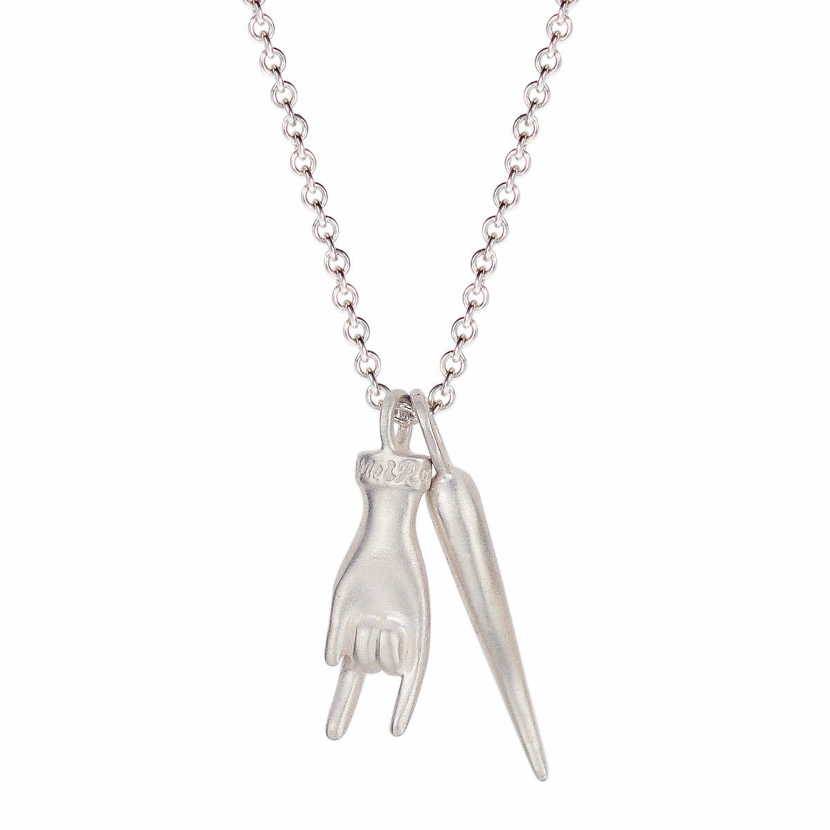 Sterling Silver Hand & Horn Trinket Pendant