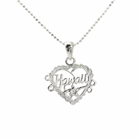 Sterling Silver HAWAII Heart Pendant (Chain Sold Separately)