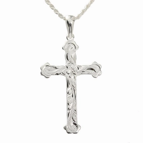 Sterling Silver Hawaiian Scroll Cross Pendant (Chain Sold Separately)