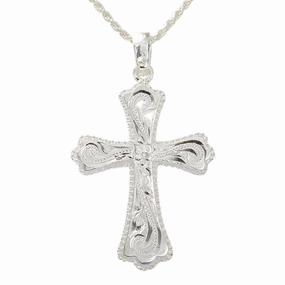 Sterling Silver Hawaiian Scroll Cross Pendant (Chain Sold Separately)