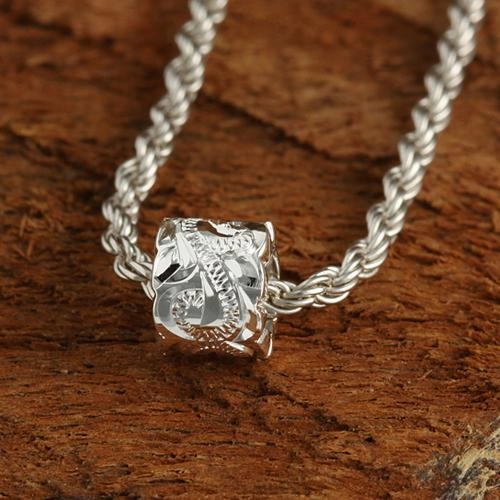 Sterling Silver Hawaiian Scroll Cut Out Edge Barrel Pendant (Silver/Pink Gold/Yellow Gold) (S/M) (Chain Sold Separately)