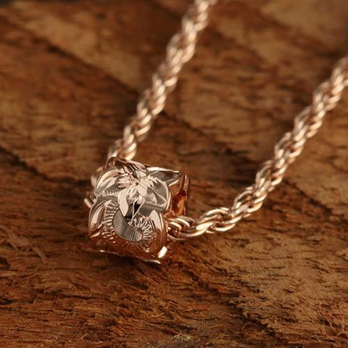 Sterling Silver Hawaiian Scroll Cut Out Edge Barrel Pendant (Silver/Pink Gold/Yellow Gold) (S/M) (Chain Sold Separately)