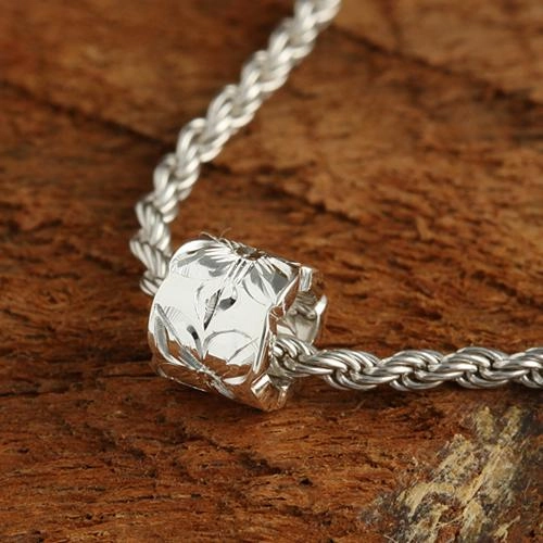 Sterling Silver Hawaiian Scroll Cut Out Edge Barrel Pendant (Silver/Pink Gold/Yellow Gold) (S/M) (Chain Sold Separately)
