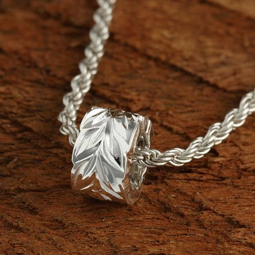 Sterling Silver Hawaiian Scroll Cut Out Edge Barrel Pendant (Silver/Pink Gold/Yellow Gold) (S/M) (Chain Sold Separately)