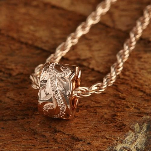 Sterling Silver Hawaiian Scroll Cut Out Edge Barrel Pendant (Silver/Pink Gold/Yellow Gold) (S/M) (Chain Sold Separately)