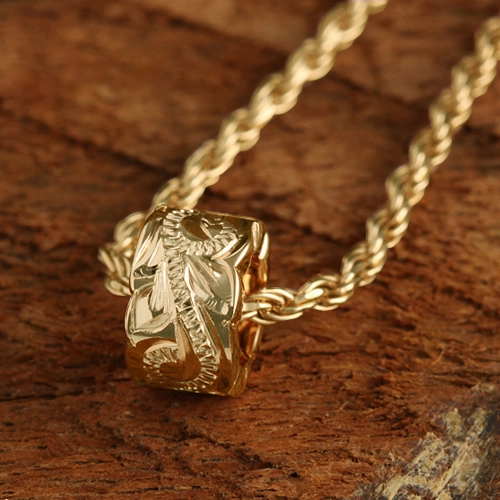 Sterling Silver Hawaiian Scroll Cut Out Edge Barrel Pendant (Silver/Pink Gold/Yellow Gold) (S/M) (Chain Sold Separately)