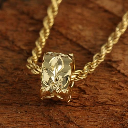 Sterling Silver Hawaiian Scroll Cut Out Edge Barrel Pendant (Silver/Pink Gold/Yellow Gold) (S/M) (Chain Sold Separately)