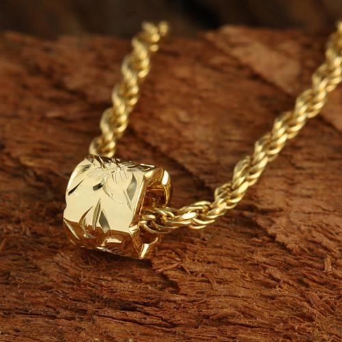 Sterling Silver Hawaiian Scroll Cut Out Edge Barrel Pendant (Silver/Pink Gold/Yellow Gold) (S/M) (Chain Sold Separately)