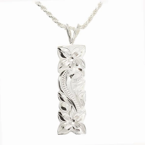 Sterling Silver Hawaiian Scroll Cut Out Edge Vertical Pendant 8mm (Chain Sold Separately)