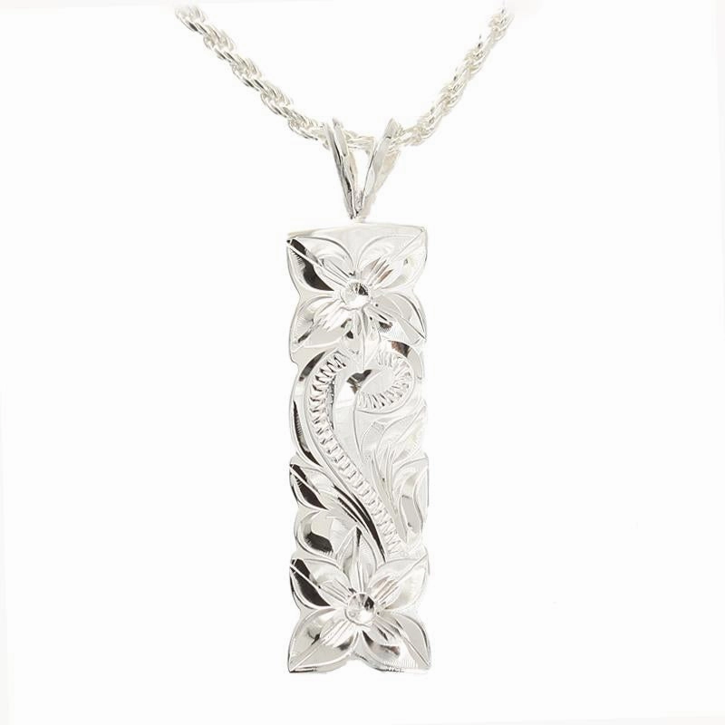 Sterling Silver Hawaiian Scroll Cut Out Edge Vertical Pendant 8mm (Chain Sold Separately)