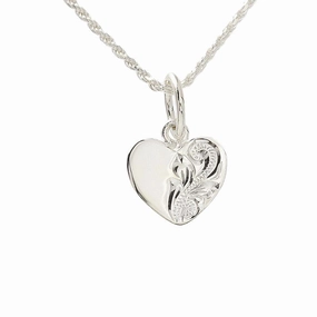 Sterling Silver Hawaiian Scroll Heart Pendant (Chain Sold Separately)