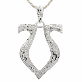 Sterling Silver Hawaiian Scroll Horse Shoe Pendant (Chain Sold Separately)