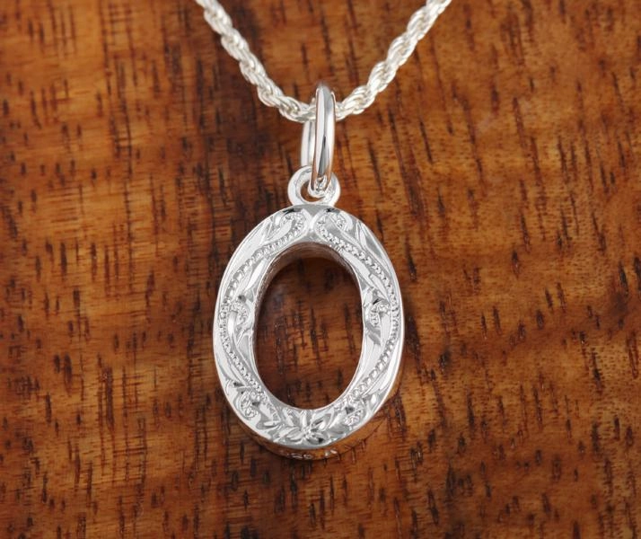 Sterling Silver Hawaiian Scroll Initial Pendant (L) (Chain Sold Separately)