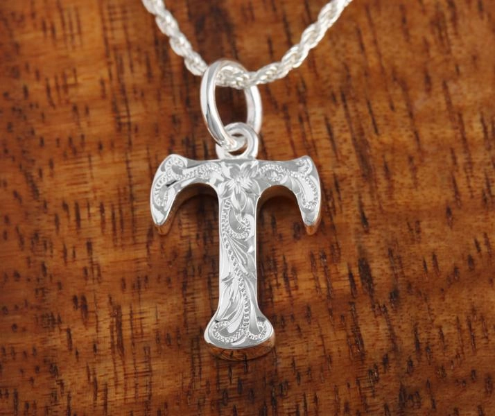 Sterling Silver Hawaiian Scroll Initial Pendant (L) (Chain Sold Separately)