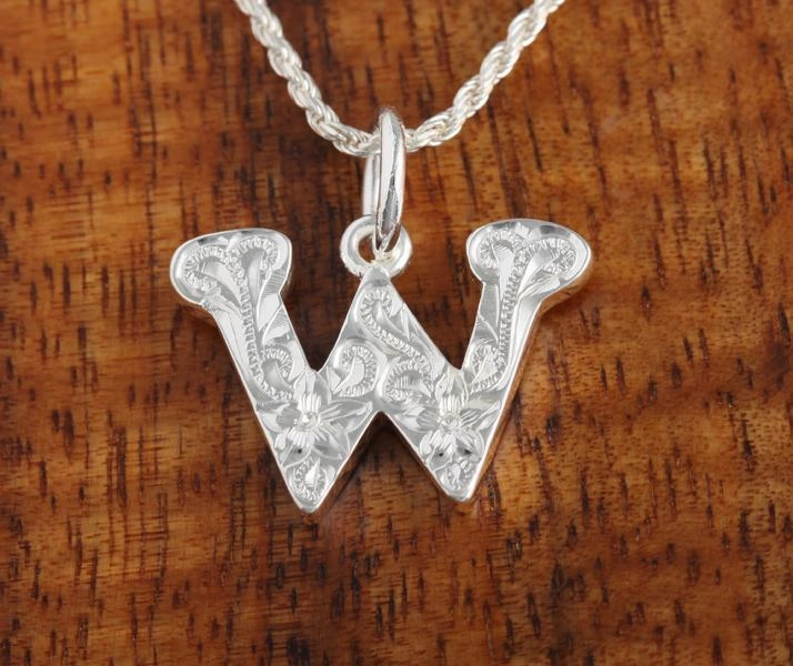 Sterling Silver Hawaiian Scroll Initial Pendant (L) (Chain Sold Separately)
