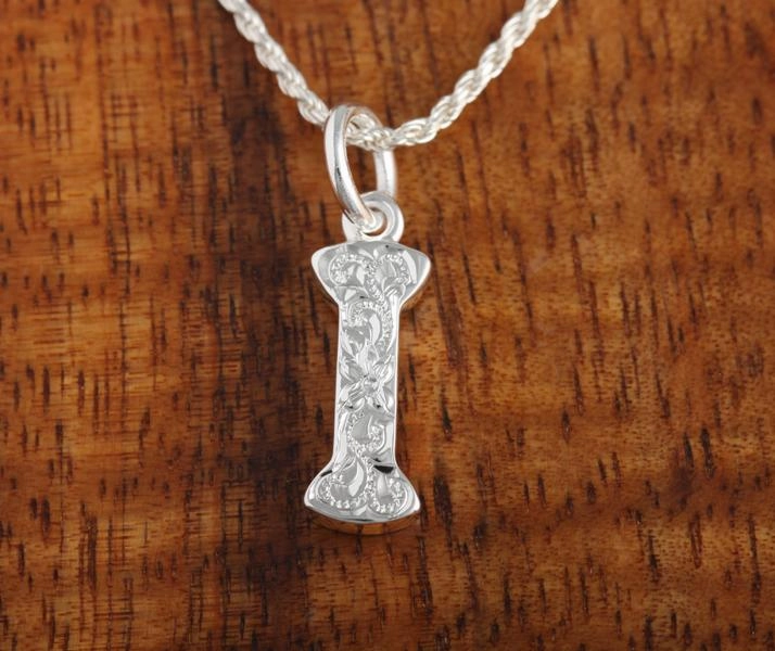 Sterling Silver Hawaiian Scroll Initial Pendant (L) (Chain Sold Separately)