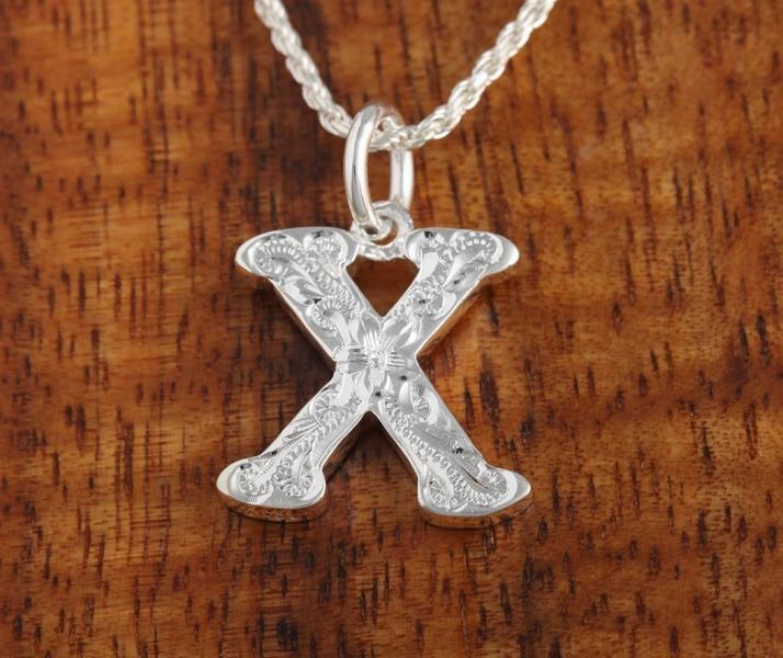 Sterling Silver Hawaiian Scroll Initial Pendant (L) (Chain Sold Separately)