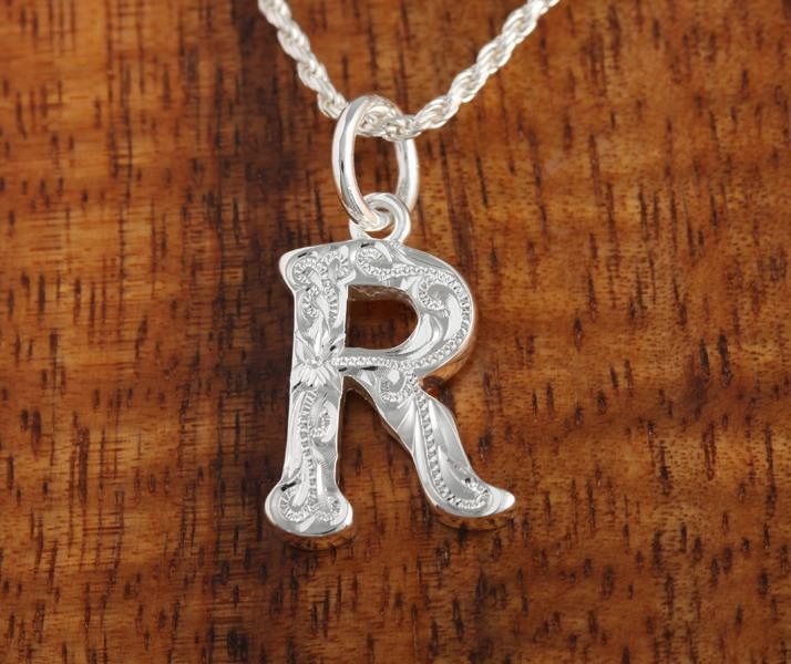 Sterling Silver Hawaiian Scroll Initial Pendant (L) (Chain Sold Separately)