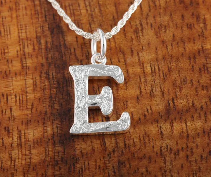 Sterling Silver Hawaiian Scroll Initial Pendant (L) (Chain Sold Separately)