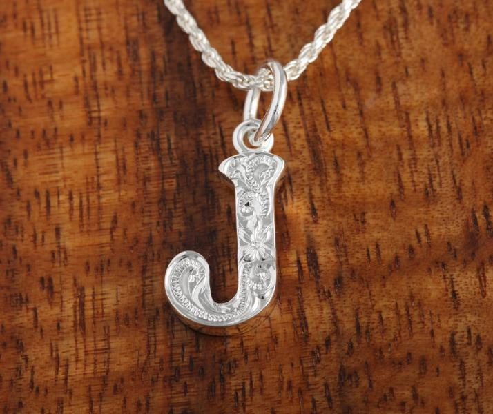Sterling Silver Hawaiian Scroll Initial Pendant (L) (Chain Sold Separately)