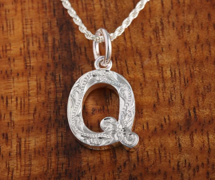 Sterling Silver Hawaiian Scroll Initial Pendant (L) (Chain Sold Separately)