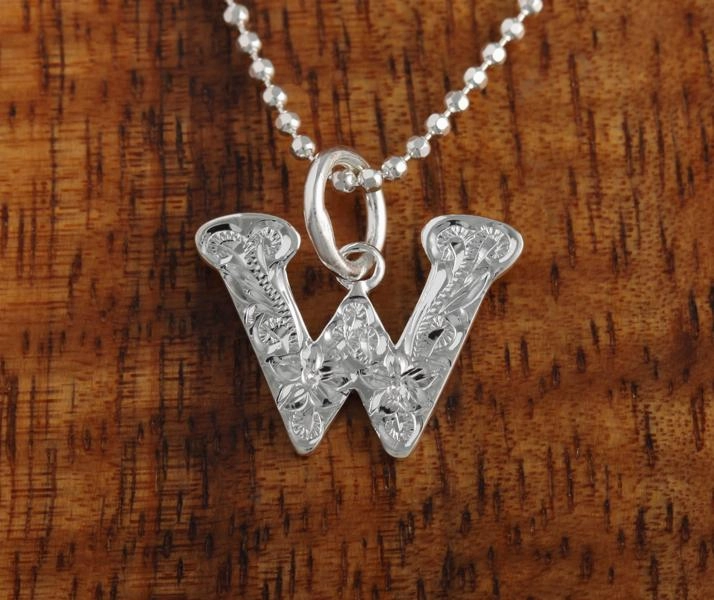Sterling Silver Hawaiian Scroll Initial Pendant (S) (Chain Sold Separately)