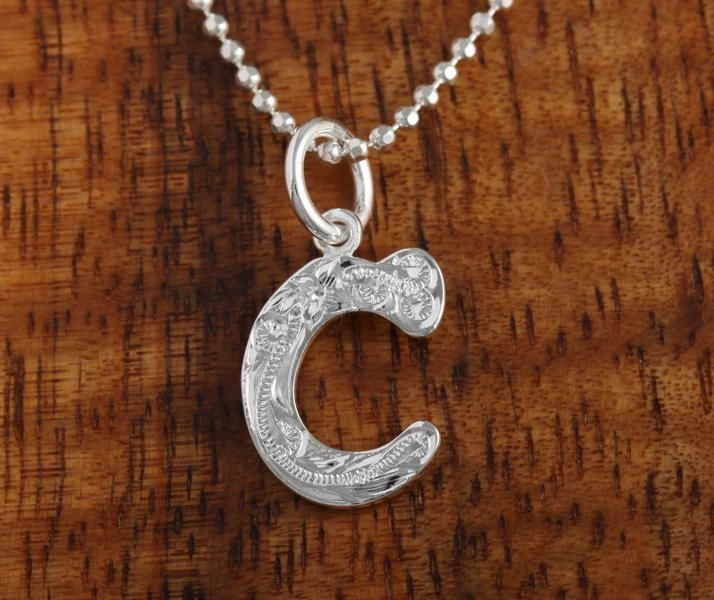 Sterling Silver Hawaiian Scroll Initial Pendant (S) (Chain Sold Separately)