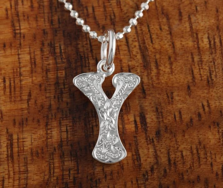 Sterling Silver Hawaiian Scroll Initial Pendant (S) (Chain Sold Separately)