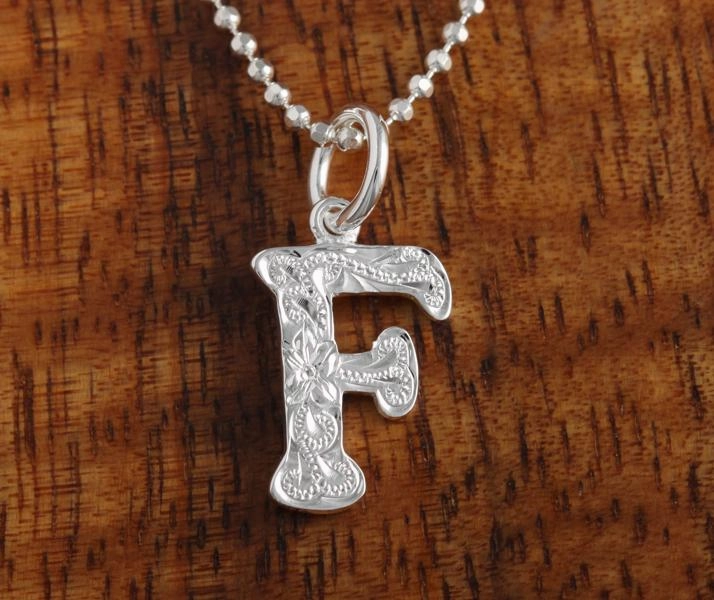 Sterling Silver Hawaiian Scroll Initial Pendant (S) (Chain Sold Separately)