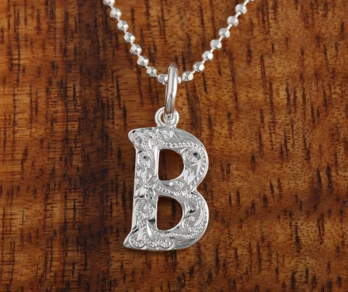 Sterling Silver Hawaiian Scroll Initial Pendant (S) (Chain Sold Separately)