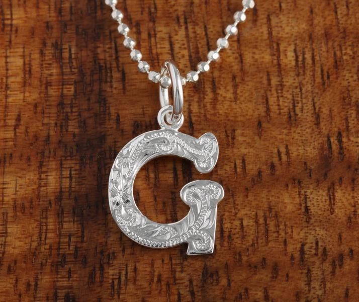 Sterling Silver Hawaiian Scroll Initial Pendant (S) (Chain Sold Separately)