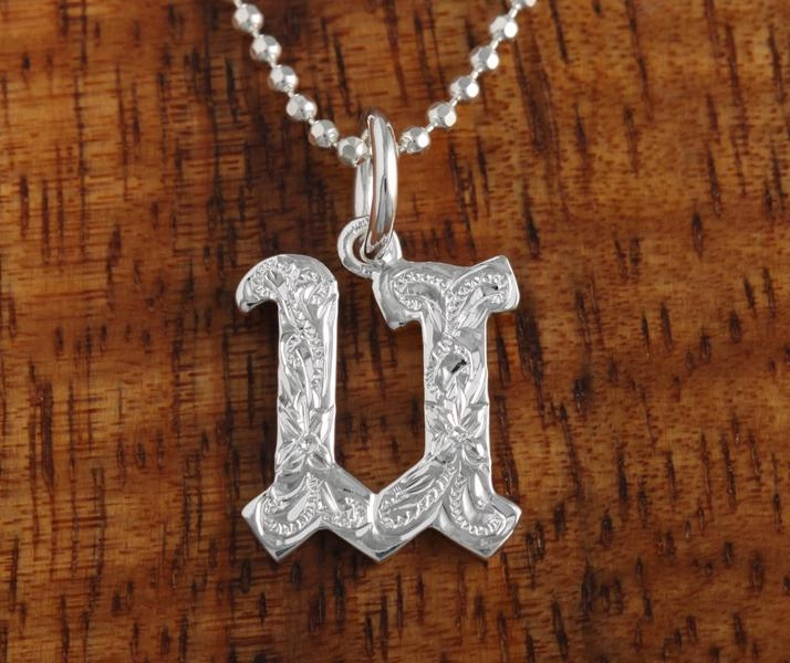 Sterling Silver Hawaiian Scroll Initial Pendant (S) (Chain Sold Separately)